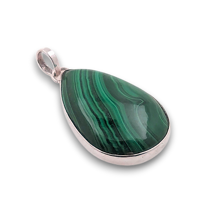 Malachite Sterling Silver Pendant. 925 sterling silver pendant, approximately 32mm × 21mm.