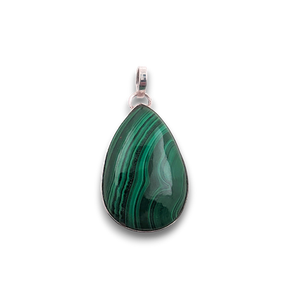 Malachite Sterling Silver Pendant. 925 sterling silver pendant, approximately 32mm × 21mm.