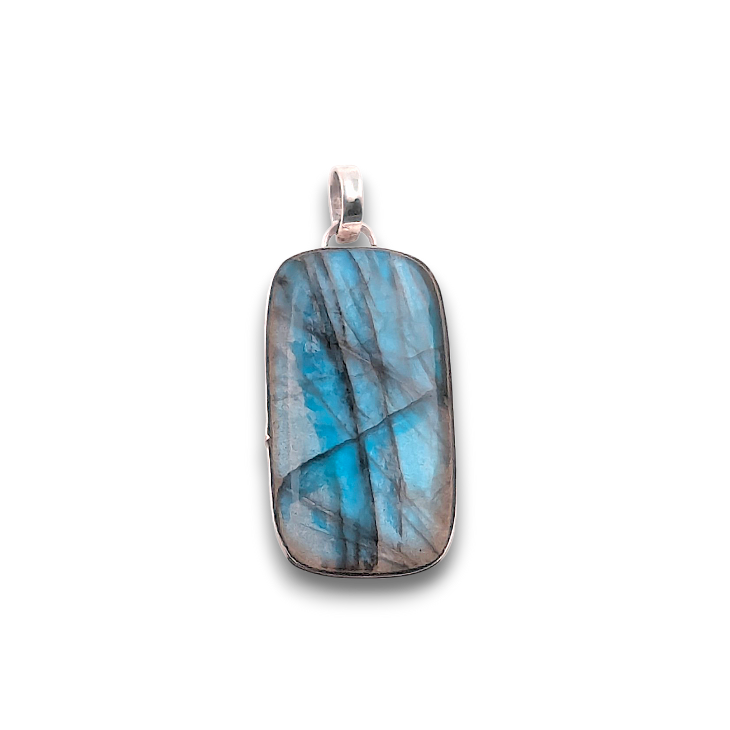 Labradorite Sterling Silver Pendant. 925 sterling silver pendant, approximately 33mm × 19mm.