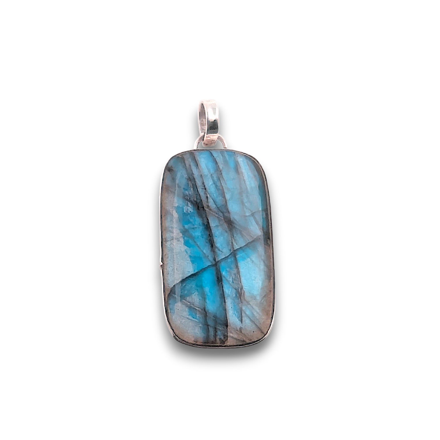 Labradorite Sterling Silver Pendant. 925 sterling silver pendant, approximately 33mm × 19mm.