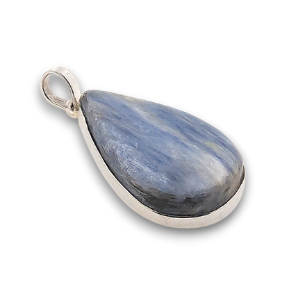 Blue Kyanite Sterling Silver Pendant. 925 sterling silver pendant, approximately 33mm × 20mm.