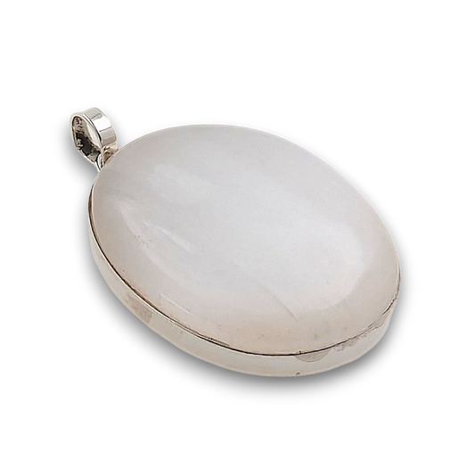 Selenite Sterling Silver Pendant. 925 sterling silver pendant, approximately 39mm × 31mm.