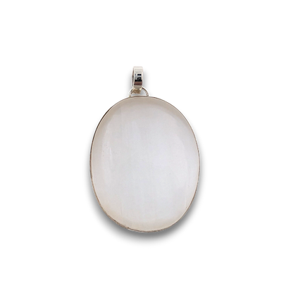 Selenite Sterling Silver Pendant. 925 sterling silver pendant, approximately 39mm × 31mm.