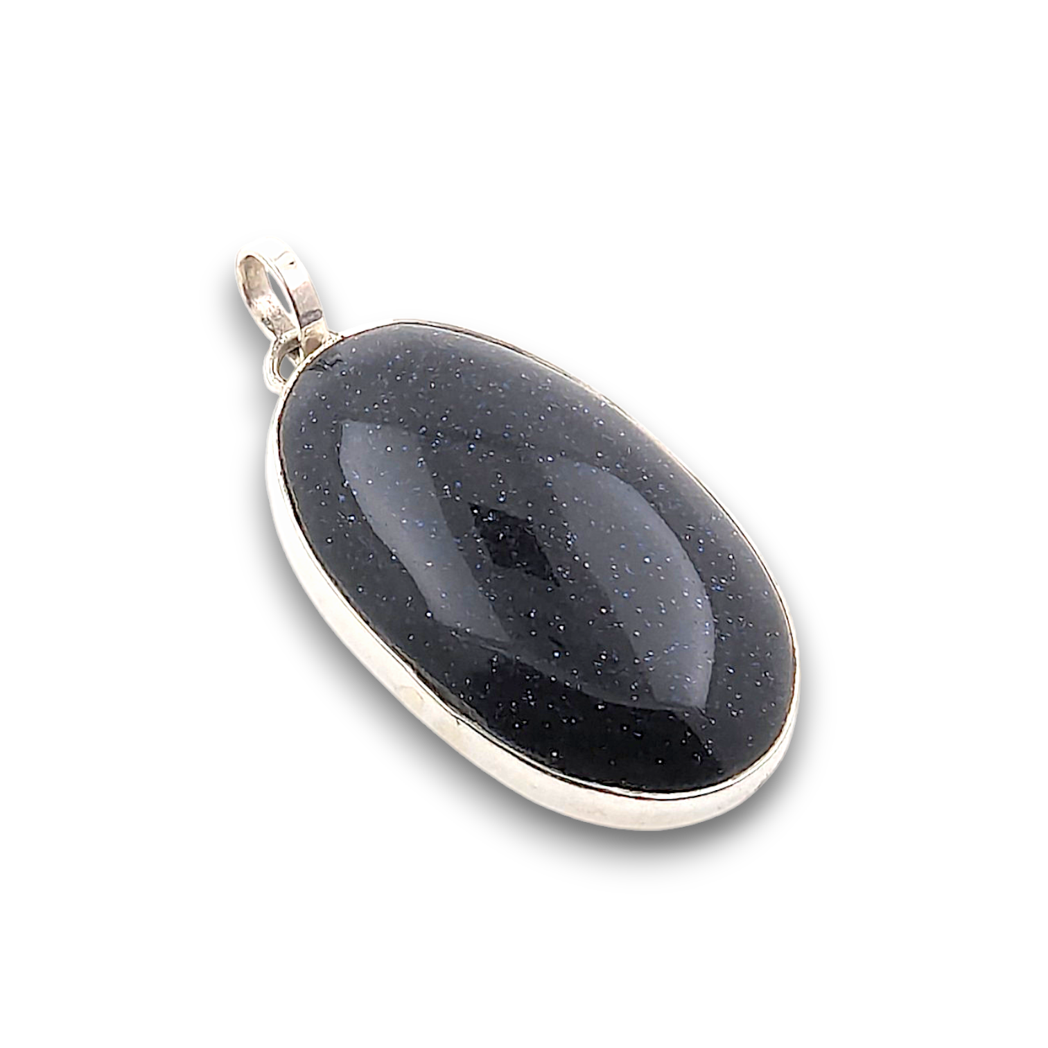 Blue Goldstone Sterling Silver Pendant. 925 sterling silver pendant, approximately 35mm × 23mm.