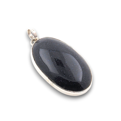 Blue Goldstone Sterling Silver Pendant. 925 sterling silver pendant, approximately 35mm × 23mm.