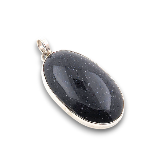 Blue Goldstone Sterling Silver Pendant. 925 sterling silver pendant, approximately 35mm × 23mm.