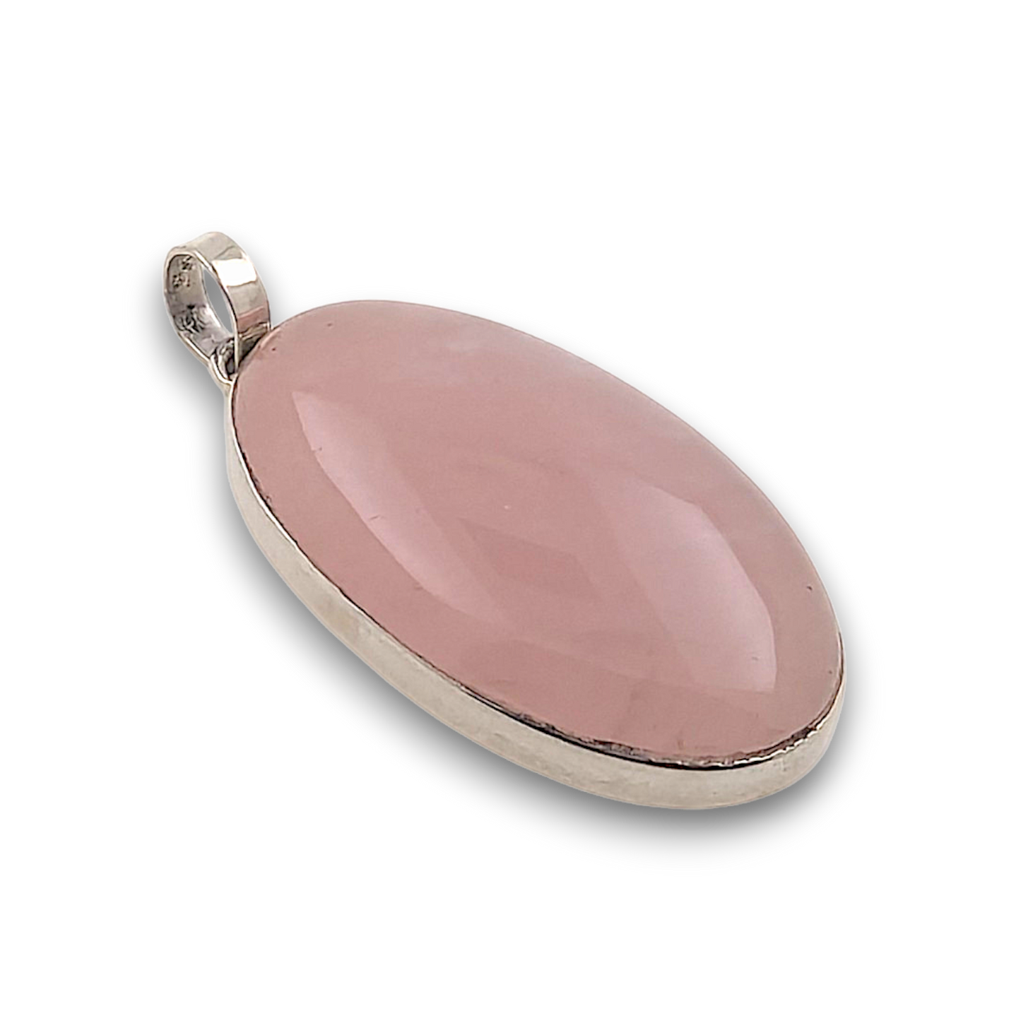 Rose Quartz Sterling Silver Pendant. 925 sterling silver pendant, approximately 38mm × 23mm.