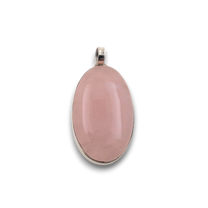 Rose Quartz Sterling Silver Pendant. 925 sterling silver pendant, approximately 38mm × 23mm.