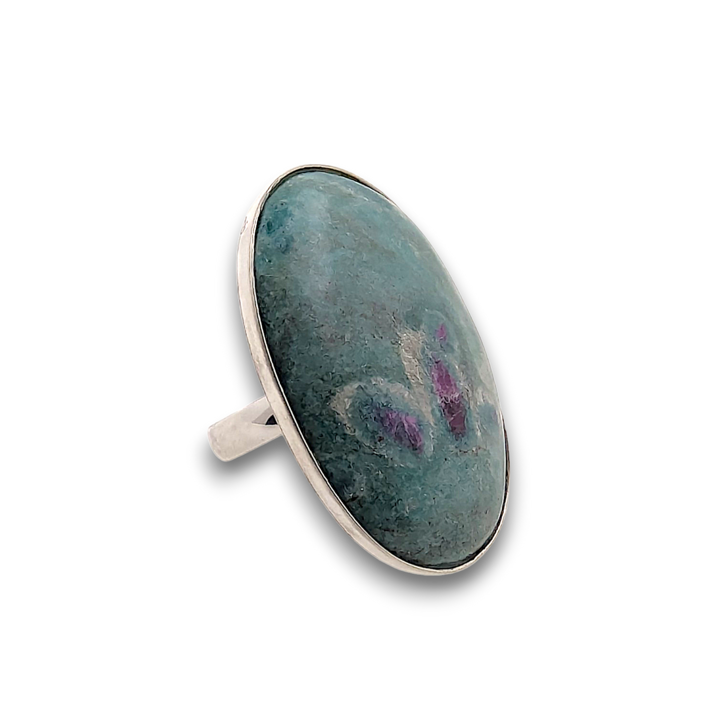 Ruby in Fuchsite Sterling Silver Ring. 925 sterling silver ring, approximately 43mm x 31mm.