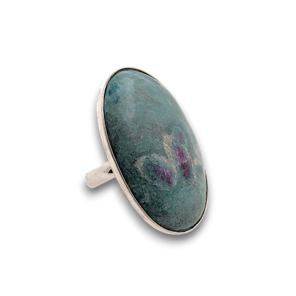 Ruby in Fuchsite Sterling Silver Ring. 925 sterling silver ring, approximately 43mm x 31mm.