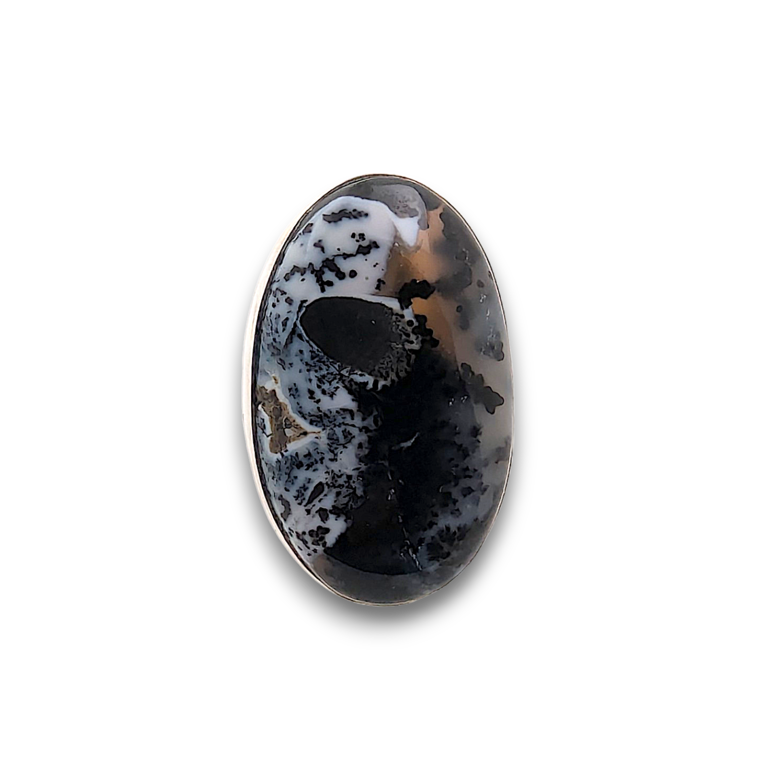 Dendritic Opal Sterling Silver Ring. 925 sterling silver ring, approximately 35mm x 23mm.