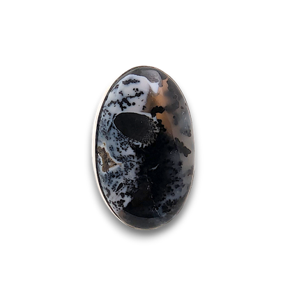 Dendritic Opal Sterling Silver Ring. 925 sterling silver ring, approximately 35mm x 23mm.