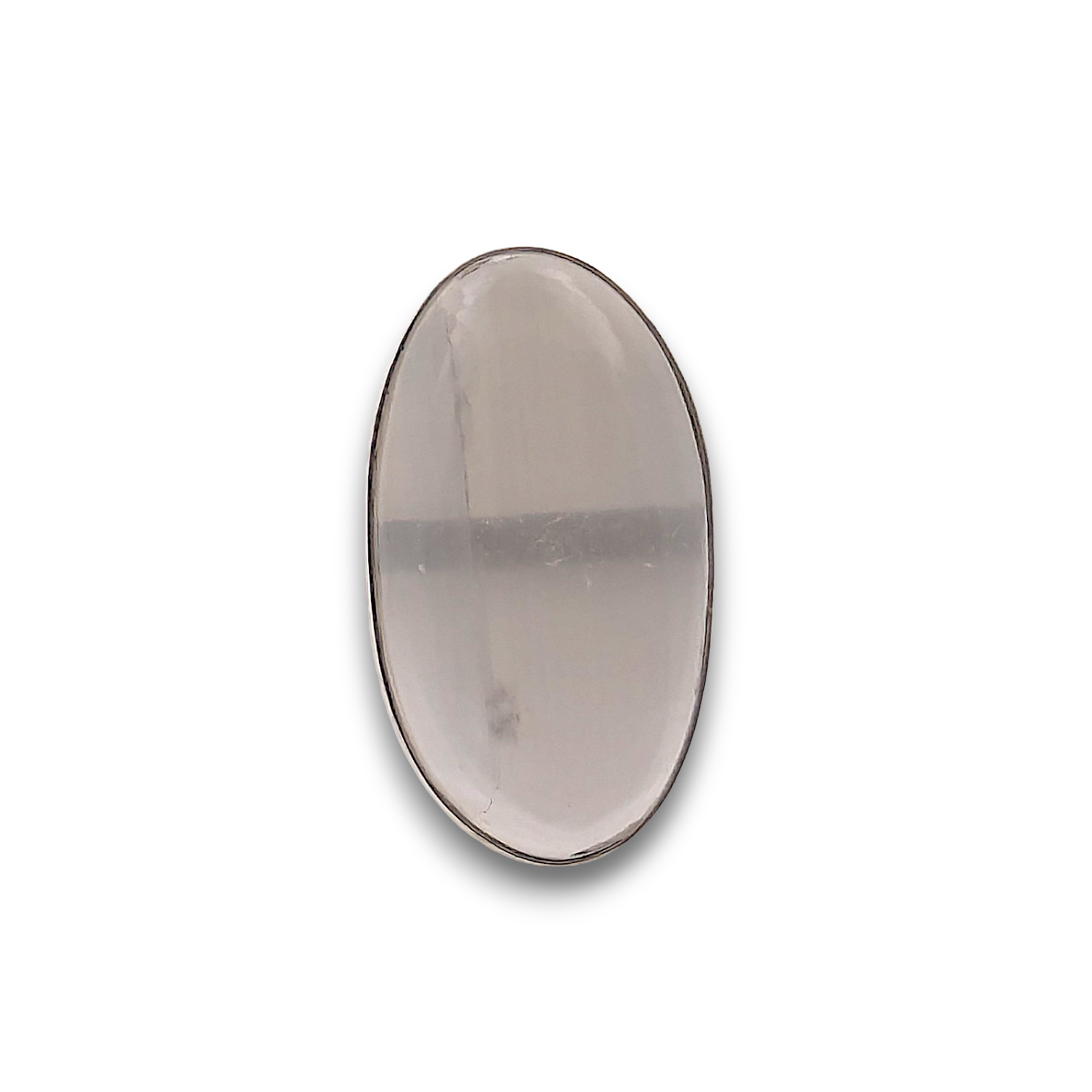 Selenite Sterling Silver Ring. 925 sterling silver ring, approximately 41mm x 23mm. The ring is a size R and weighs 15.3g.