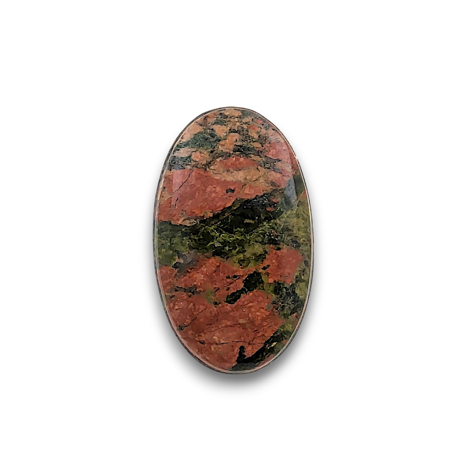 Unakite Sterling Silver Ring. 925 sterling silver ring, approximately 41mm x 25mm. The ring is a size V and weighs 8.8g.