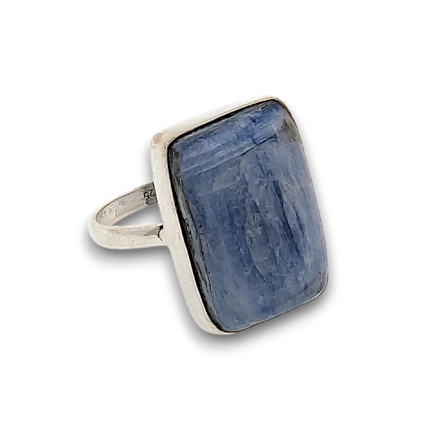 Blue Kyanite Sterling Silver Ring. 925 sterling silver ring, approximately 22mm x 16mm. The ring is a size T and weighs 8.1g.