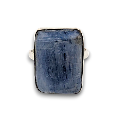 Blue Kyanite Sterling Silver Ring. 925 sterling silver ring, approximately 22mm x 16mm. The ring is a size T and weighs 8.1g.