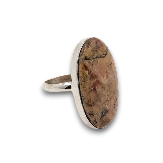 Picture Jasper Sterling Silver Ring. 925 sterling silver ring, approximately 32mm x 17mm. The ring is a size U and weighs 9g.