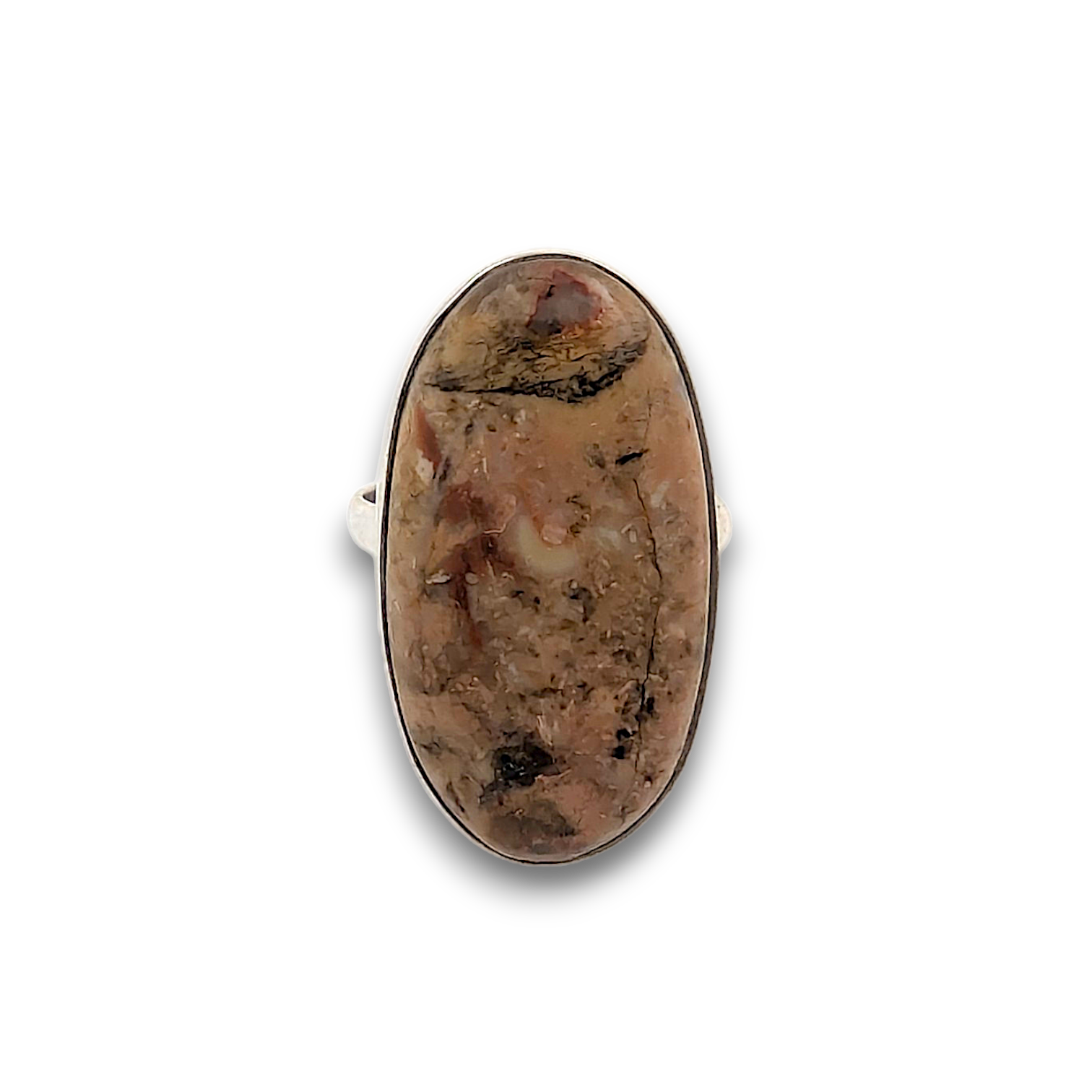 Picture Jasper Sterling Silver Ring. 925 sterling silver ring, approximately 32mm x 17mm. The ring is a size U and weighs 9g.