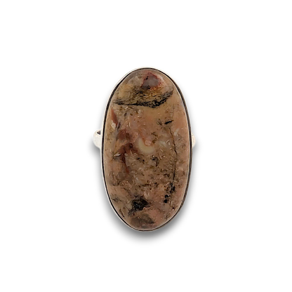Picture Jasper Sterling Silver Ring. 925 sterling silver ring, approximately 32mm x 17mm. The ring is a size U and weighs 9g.