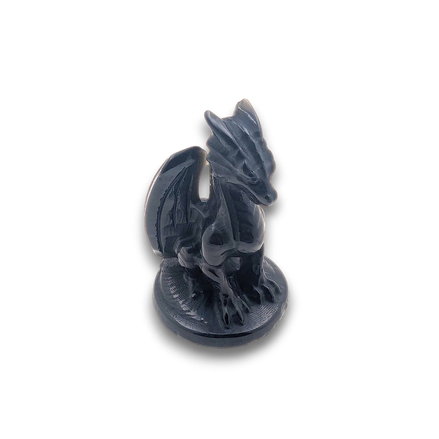 Gold Sheen Obsidian Winged Dragon Carving