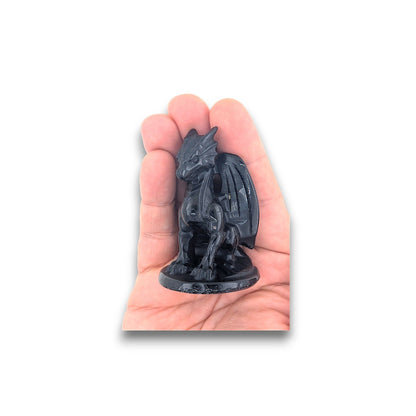 Gold Sheen Obsidian Winged Dragon Carving