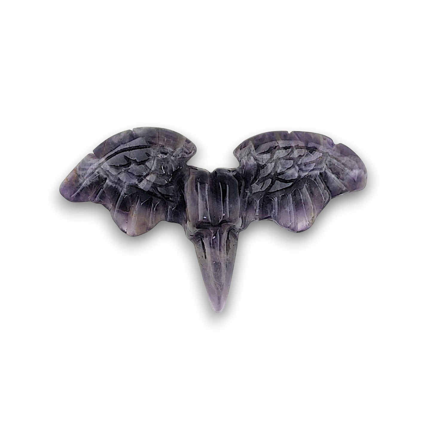 Amethyst Raven Winged Skull Carving