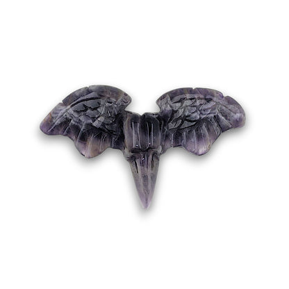 Amethyst Raven Winged Skull Carving