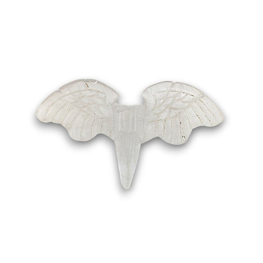 Quartz Raven Winged Skull Carving