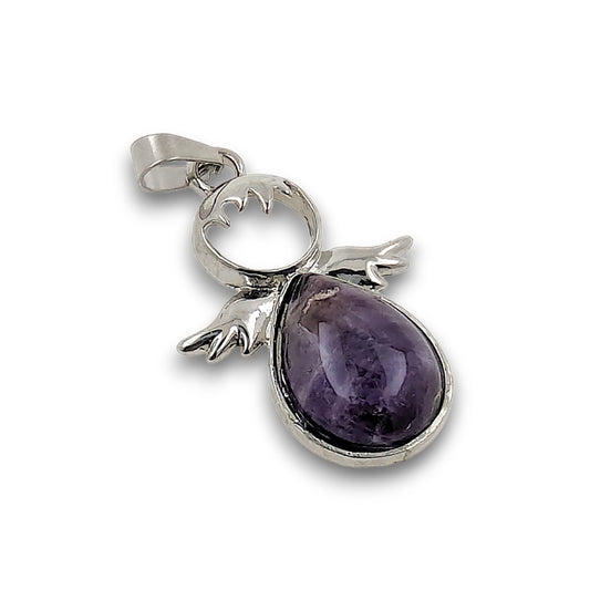 Amethyst Silver Plated Angel Pendant