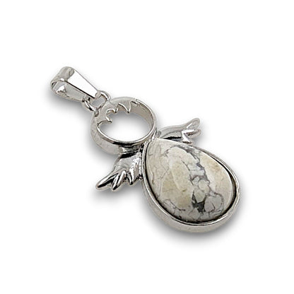 Howlite Silver Plated Angel Pendant