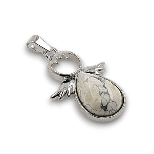 Howlite Silver Plated Angel Pendant