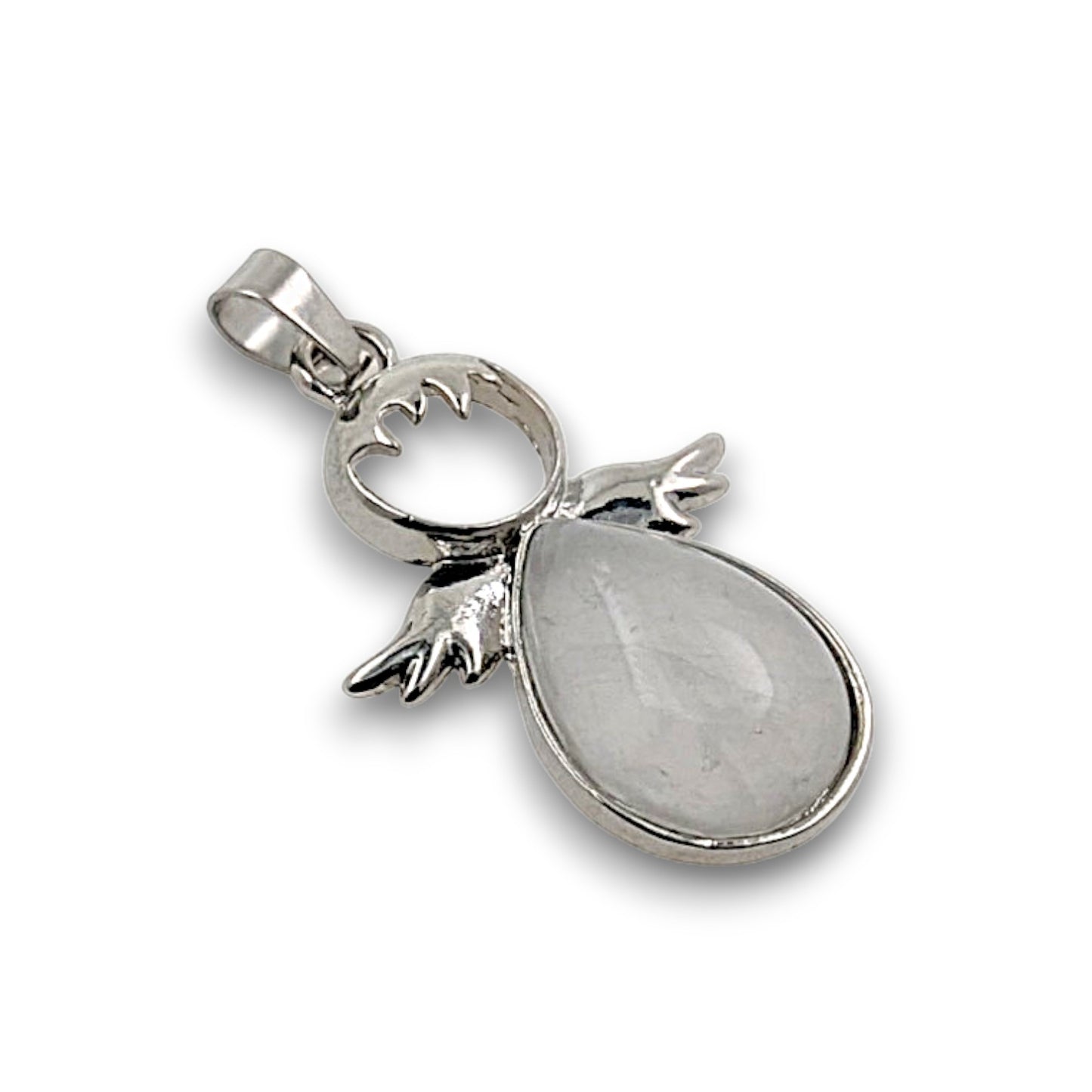 White Quartz Silver Plated Angel Pendant