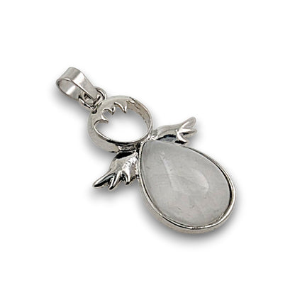 White Quartz Silver Plated Angel Pendant
