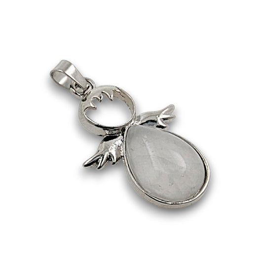 White Quartz Silver Plated Angel Pendant