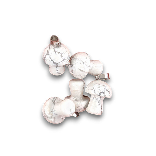 Howlite Natural Stone Mushroom Pendants – Pack of 5