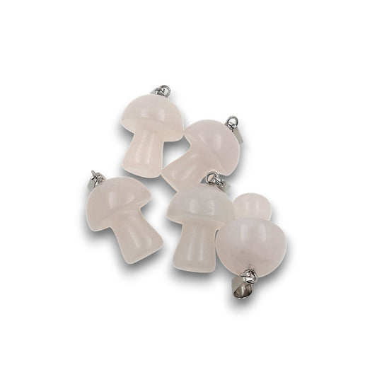 Rose Quartz Natural Stone Mushroom Pendants – Pack of 5