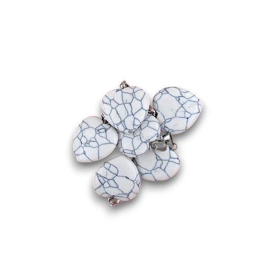 Small Howlite Heart Pendants - Pack of 6