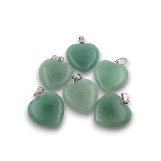 Small Aventurine Heart Pendants - Pack of 6