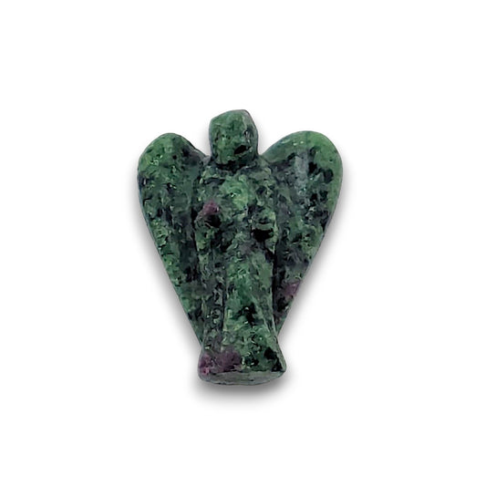 Small Ruby in Fuschite Angel Carving