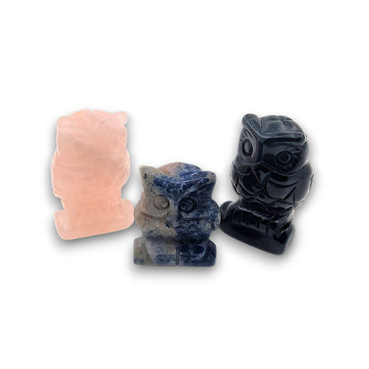 Assorted Gemstone Owls - Pack of 3