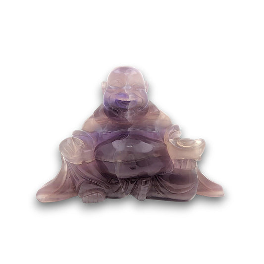 XL Fluorite Laughing Buddha Carving (Unique Piece)