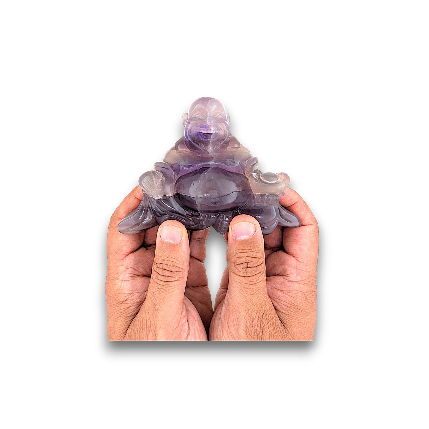 XL Fluorite Laughing Buddha Carving (Unique Piece)