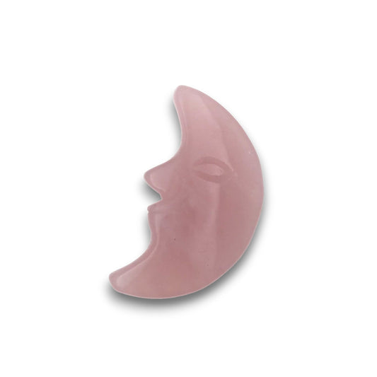 Rose Quartz Moon Face Carving