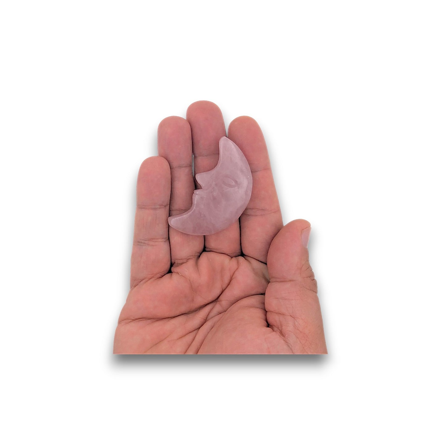 Rose Quartz Moon Face Carving