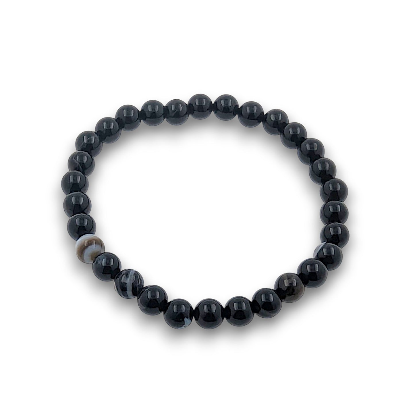 Black Agate 6mm Bead Bracelet