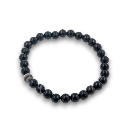Black Agate 6mm Bead Bracelet