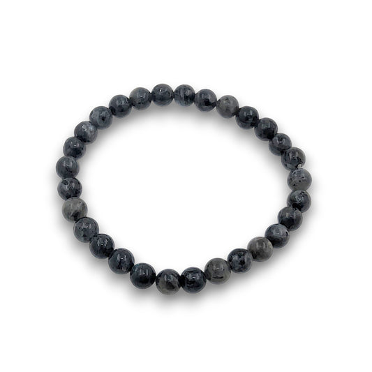 Black Labradorite White Light 6mm Bead Bracelet