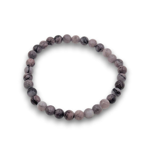 Purple Plum Blossom Jasper 6mm Bead Bracelet