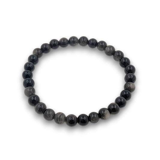 Silver Sheen Obsidian 6mm Bead Bracelet