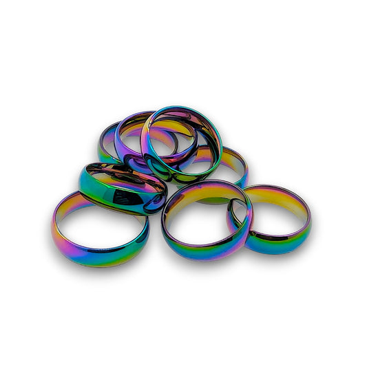 Titanium Hematite Rings Mixed Sizes - Bag of 50